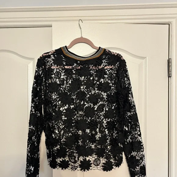 Sandro Black Lace Top - Picture 5 of 5